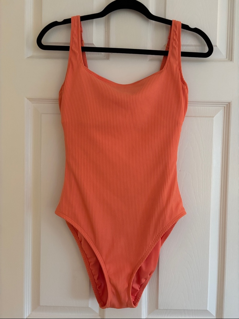 Coral Ribbed One-Piece Swimsuit